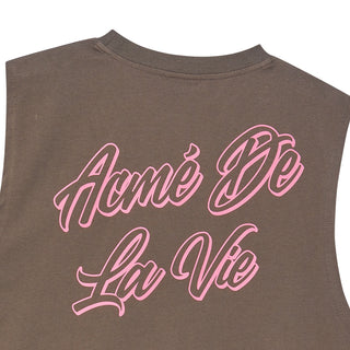 SCRIPT LOGO OUTLINE SLEEVELESS COCOA