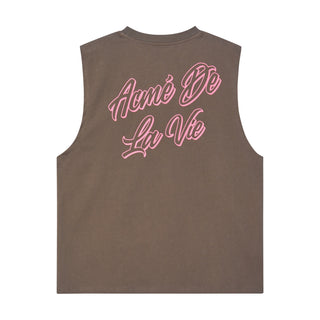 SCRIPT LOGO OUTLINE SLEEVELESS COCOA