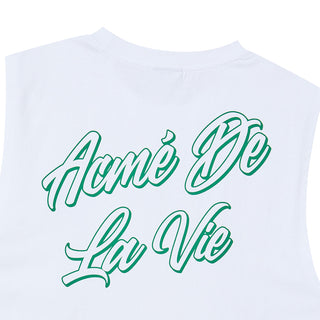 SCRIPT LOGO OUTLINE SLEEVELESS WHITE