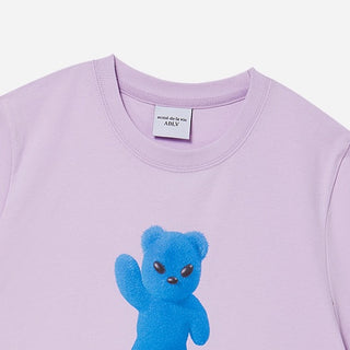 ALIEN BEAR CROP SHORT SLEEVE T-SHIRT-LIGHT PURPLE