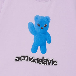 ALIEN BEAR CROP SHORT SLEEVE T-SHIRT-LIGHT PURPLE