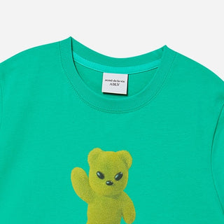 ALIEN BEAR CROP SHORT SLEEVE T-SHIRT PASTEL GREEN