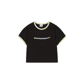 SNAKE INITIAL RINGER CROP SHORT SLEEVE T-SHIRT BLACK
