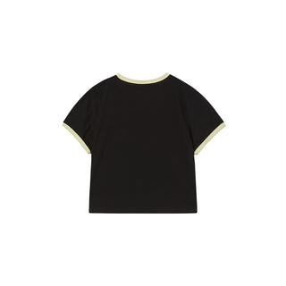 SNAKE INITIAL RINGER CROP SHORT SLEEVE T-SHIRT BLACK