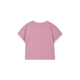 SNAKE INITIAL RINGER CROP SHORT SLEEVE T-SHIRT PASTEL PINK