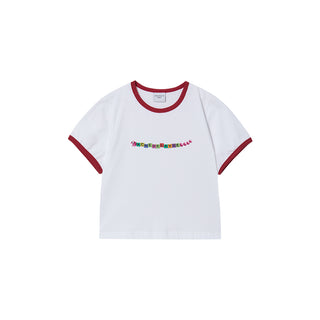 SNAKE INITIAL RINGER CROP SHORT SLEEVE T-SHIRT WHITE