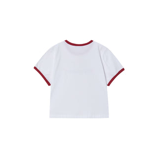 SNAKE INITIAL RINGER CROP SHORT SLEEVE T-SHIRT WHITE
