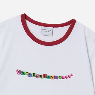 SNAKE INITIAL RINGER CROP SHORT SLEEVE T-SHIRT WHITE