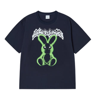 NEON ALIEN RABBIT SHORT SLEEVE T-SHIRT DARK NAVY