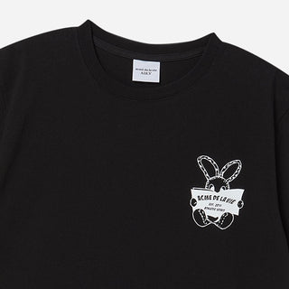 NEWSPAPER RABBIT SHORT SLEEVE T-SHIRT BLACK