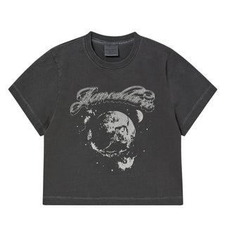 GALAXY PIGMENT CROP SHORT SLEEVE T-SHIRT CHARCOAL