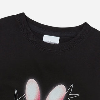 ROUND SPRAY RABBIT CROP SHORT SLEEVE T-SHIRT BLACK