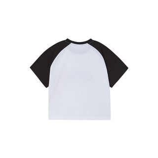 SPACE RABBIT RAGLAN CROP SHORT SLEEVE T-SHIRT BLACK