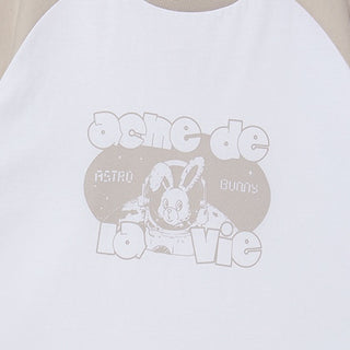 SPACE RABBIT RAGLAN CROP SHORT SLEEVE T-SHIRT ESSENTIAL BEIGE