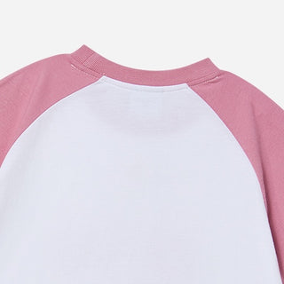 SPACE RABBIT RAGLAN CROP SHORT SLEEVE T-SHIRT LIGHT PINK