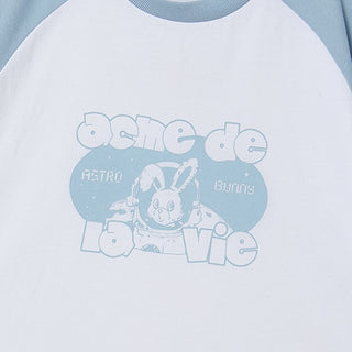 SPACE RABBIT RAGLAN CROP SHORT SLEEVE T-SHIRT SKY BLUE