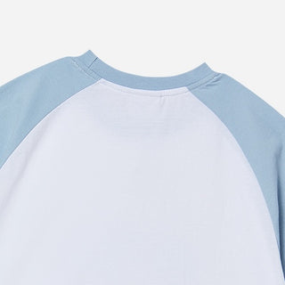 SPACE RABBIT RAGLAN CROP SHORT SLEEVE T-SHIRT SKY BLUE