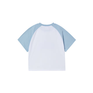 SPACE RABBIT RAGLAN CROP SHORT SLEEVE T-SHIRT SKY BLUE