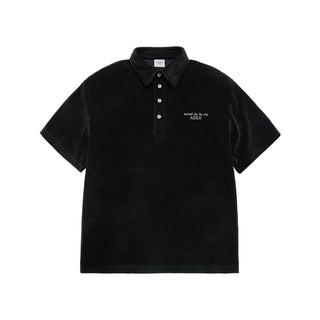 TERRY LOGO EMBO SHORT SLEEVE COLLAR T-SHIRT BLACK