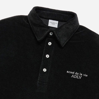 TERRY LOGO EMBO SHORT SLEEVE COLLAR T-SHIRT BLACK