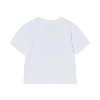 FLAME LOGO SHORT CROP SLEEVE T-SHIRT WHITE