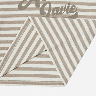 STRIPE LOGO PRINT SHORT SLEEVE T-SHIRT BEIGE