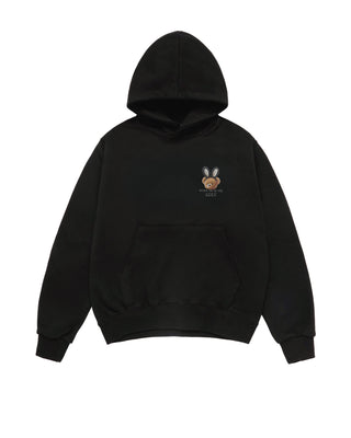 RABBIT BEAR DOLL LOGO HOODIE BLACK