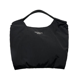 DRAWSTRING NYLON SHOULDER BAG BLACK