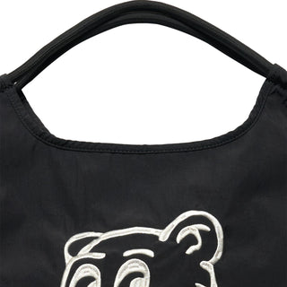 DRAWSTRING NYLON SHOULDER BAG BLACK