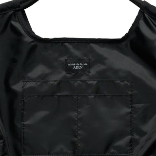 DRAWSTRING NYLON SHOULDER BAG BLACK