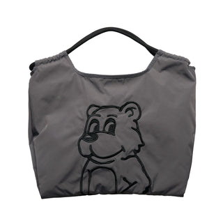 DRAWSTRING NYLON SHOULDER BAG CHARCOAL