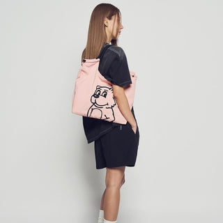 DRAWSTRING NYLON SHOULDER BAG PINK