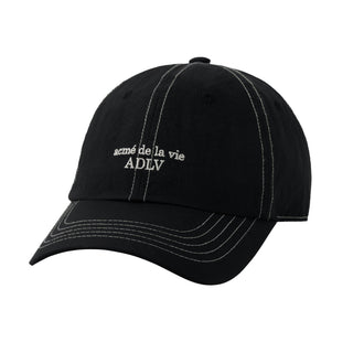 CONTRAST STITCH NYLON BALL CAP BLACK