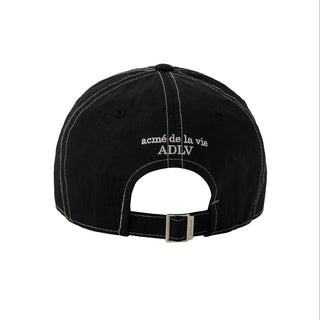 CONTRAST STITCH NYLON BALL CAP BLACK