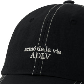 CONTRAST STITCH NYLON BALL CAP BLACK