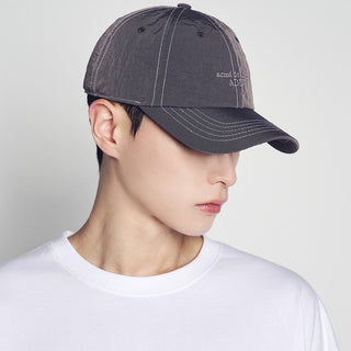 CONTRAST STITCH NYLON BALL CAP CHARCOAL