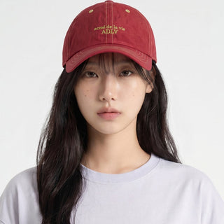 CONTRAST STITCH NYLON BALL CAP WINE