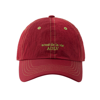 CONTRAST STITCH NYLON BALL CAP WINE