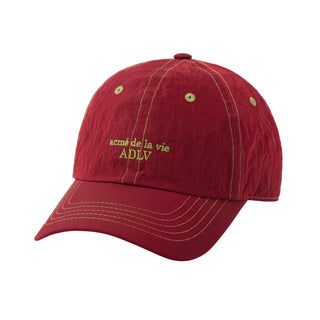 CONTRAST STITCH NYLON BALL CAP WINE
