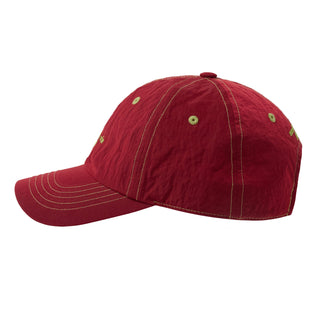 CONTRAST STITCH NYLON BALL CAP WINE