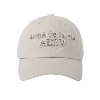 FABRIC LOGO APPLIQUE BALL CAP IVORY