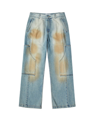 PAINT CARPENTER DETAIL DENIM PANTS BLUE