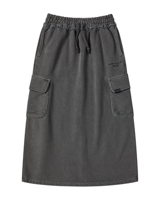 WOMAN PIGMENT LONG SKIRT CHARCOAL