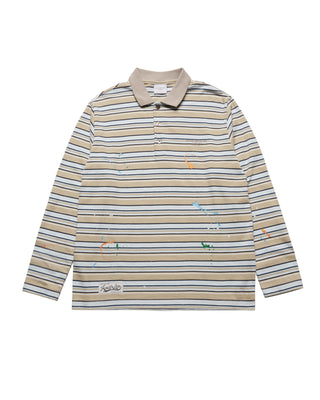 STRIPE PAINT LONG SLEEVE T-SHIRT BEIGE