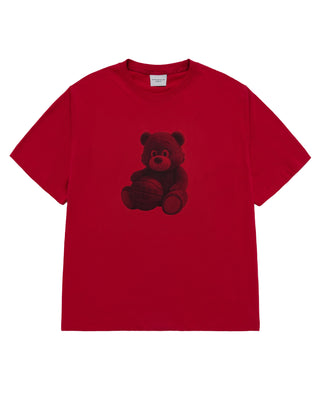BASKETBALL SITTING AC BEAR SHORT SLEEVE T-SHIRT DARK RED