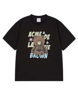 LINE FRIENDS BROWN STAR SHORT SLEEVE T-SHIRT BLACK