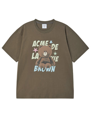 LINE FRIENDS BROWN STAR SHORT SLEEVE T-SHIRT COCOA