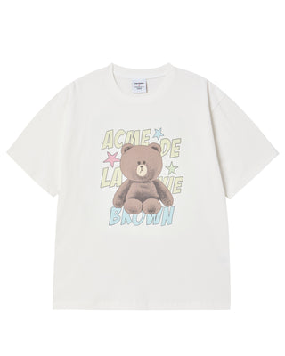 LINE FRIENDS BROWN STAR SHORT SLEEVE T-SHIRT CREAM