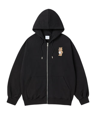 STAND 2D AC BEAR HOODIE ZIP UP BLACK