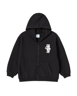 KIDS BASIC AC BEAR HOODIE ZIP UP BLACK